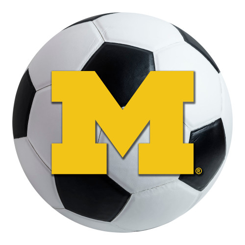 University of Michigan - Michigan Wolverines Soccer Ball Mat M Primary Logo White