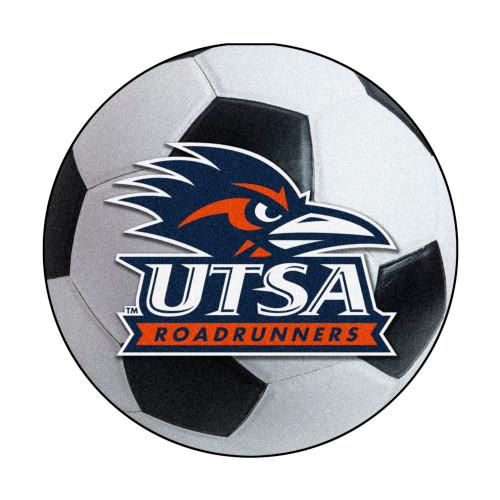 University of Texas at San Antonio - UTSA Roadrunners Soccer Ball Mat "Roadrunner Head & Wordmark" Logo White