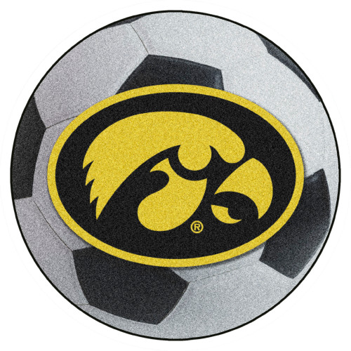 University of Iowa - Iowa Hawkeyes Soccer Ball Mat Tigerhawk Primary Logo White