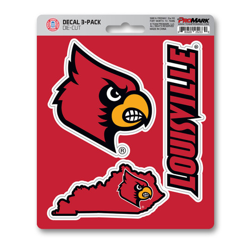 Louisville Cardinals Decal 3-pk 3 Various Logos / Wordmark