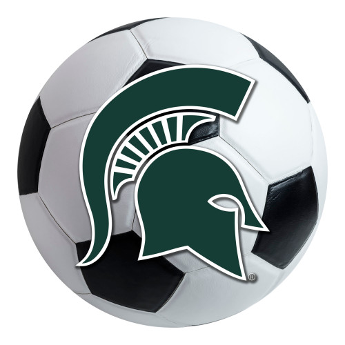 Michigan State University - Michigan State Spartans Soccer Ball Mat Spartan Primary Logo White