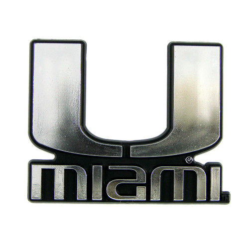 University of Miami - Miami Hurricanes Molded Chrome Emblem U Primary Logo and Wordmark Chrome