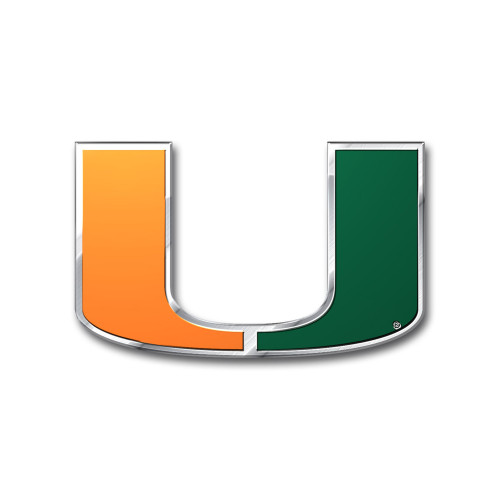 University of Miami - Miami Hurricanes Embossed Color Emblem U Primary Logo Green & Orange