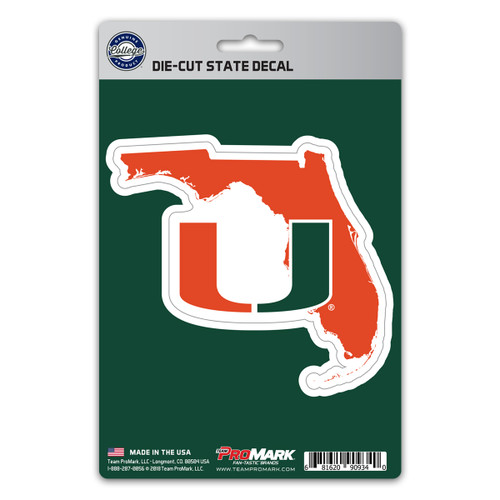 Miami Hurricanes State Shape Decal "U" Logo / Shape of Florida
