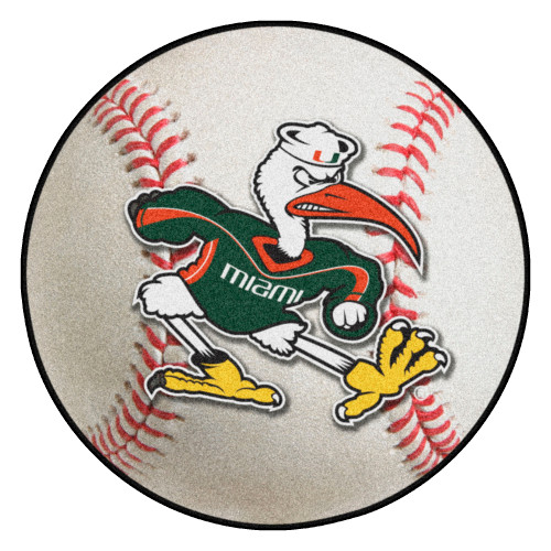University of Miami - Miami Hurricanes Baseball Mat "Sebastian the Ibis" Logo White