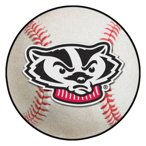 University of Wisconsin - Wisconsin Badgers Baseball Mat "Badger" Logo White