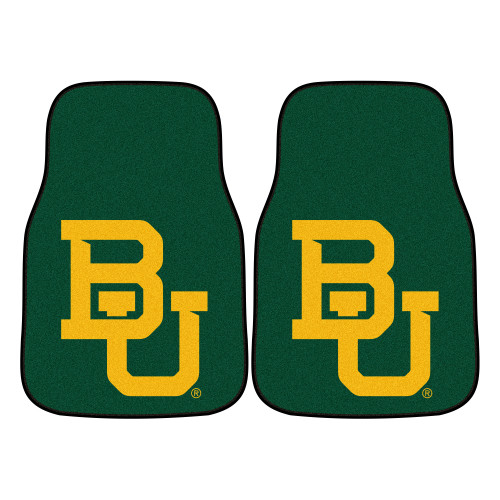 Baylor University - Baylor Bears 2-pc Carpet Car Mat Set Interlocking BU Primary Logo Black