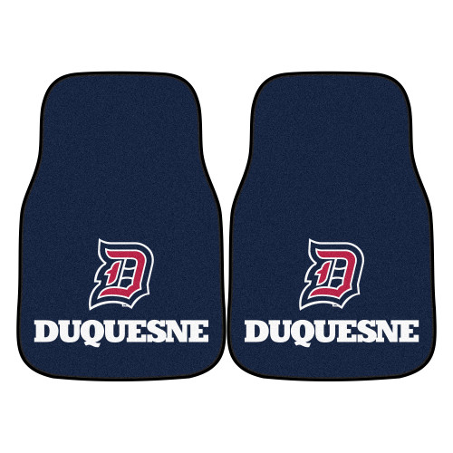 Duquesne University - Duquesne Duke 2-pc Carpet Car Mat Set "Stylized D & Wordmark" Logo Navy