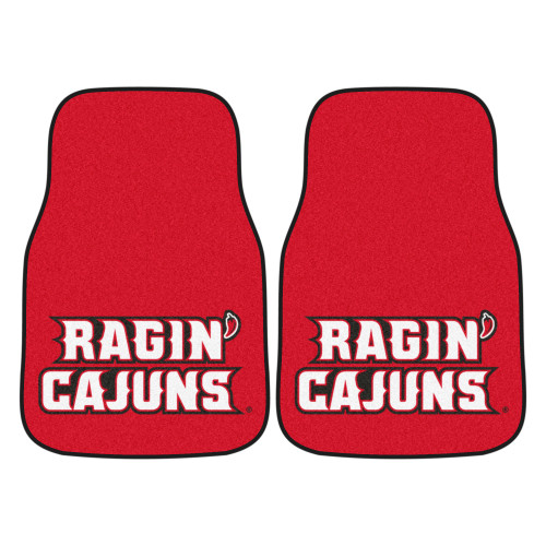 University of Louisiana-Lafayette - Louisiana-Lafayette Ragin' Cajuns 2-pc Carpet Car Mat Set "Ragin' Cajuns" Wordmark Red