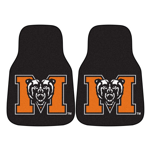 Mercer University - Mercer Bears 2-pc Carpet Car Mat Set "M & Bear" Logo Black