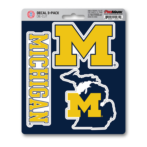 Michigan Wolverines Decal 3-pk 3 Various Logos / Wordmark
