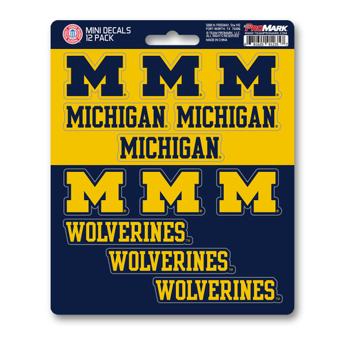 Michigan Wolverines Mini Decal 12-pk 12 Various Logos / Wordmark