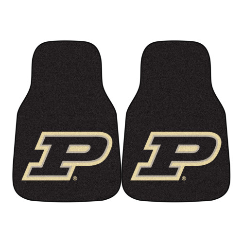 Purdue University - Purdue Boilermakers 2-pc Carpet Car Mat Set P Primary Logo Black