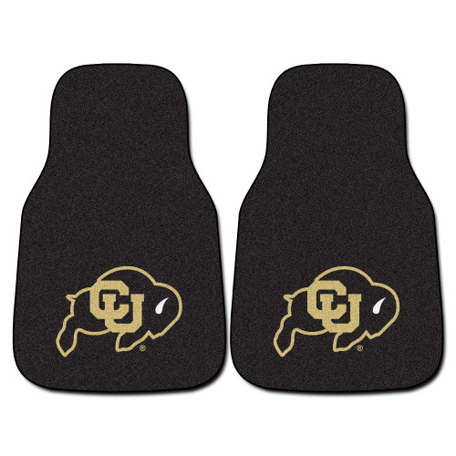 University of Colorado - Colorado Buffaloes 2-pc Carpet Car Mat Set CU Buffalo Primary Logo Black