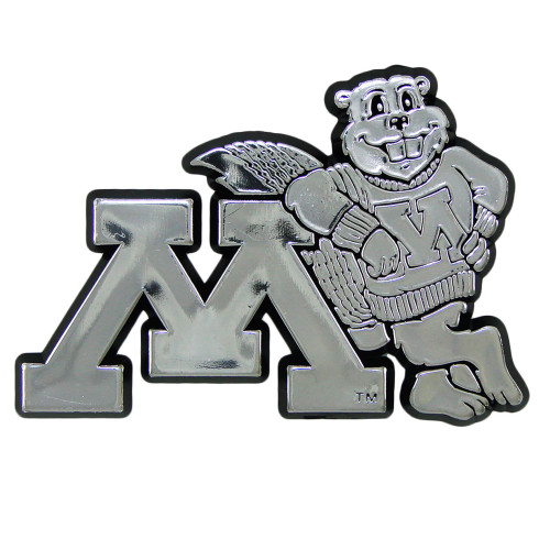 University of Minnesota - Minnesota Golden Gophers Molded Chrome Emblem "Block M & Gopher" Alternate Logo Chrome