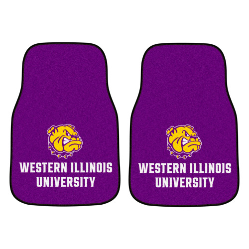 Western Illinois University - Western Illinois Leathernecks 2-pc Carpet Car Mat Set "Bulldog & Wordmark" Logo Black