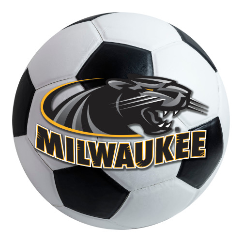 University of Wisconsin-Milwaukee - Wisconsin-Milwaukee Panthers Soccer Ball Mat "Panthern & Milwaukee" Logo White