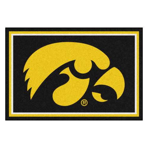 University of Iowa - Iowa Hawkeyes 5x8 Rug Tigerhawk Primary Logo Black