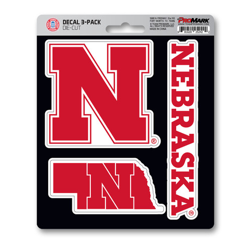 Nebraska Cornhuskers Decal 3-pk 3 Various Logos / Wordmark
