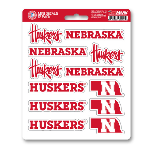 Nebraska Cornhuskers Mini Decal 12-pk 12 Various Logos / Wordmark