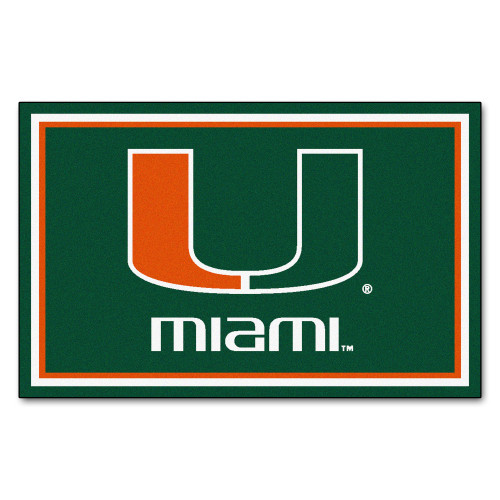 University of Miami - Miami Hurricanes 4x6 Rug U Primary Logo Green