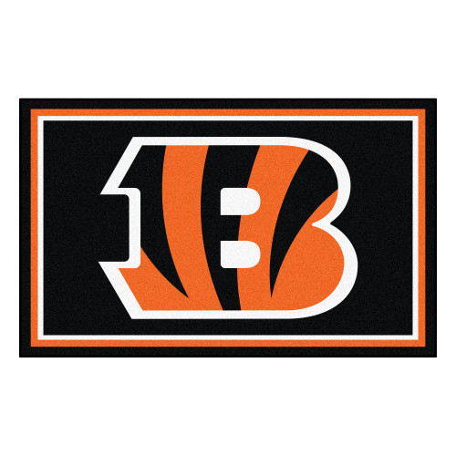 Cincinnati Bengals 4x6 Rug Striped B Priamry Logo Black