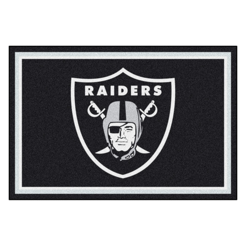 Las Vegas Raiders 5x8 Rug Raider Shield Primary Logo Black
