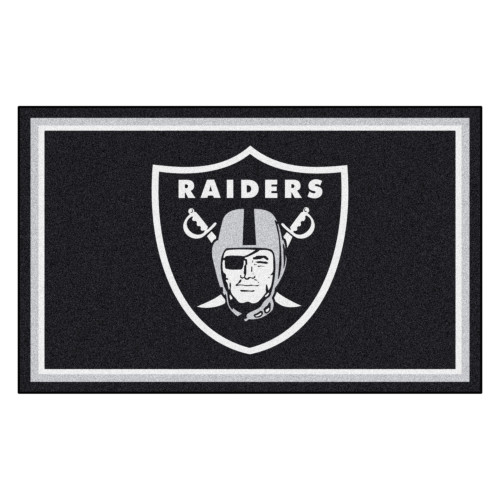 Las Vegas Raiders 4x6 Rug Raider Shield Primary Logo Black