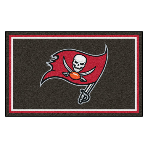 Tampa Bay Buccaneers 4x6 Rug Pirate Flag Primary Logo Gray