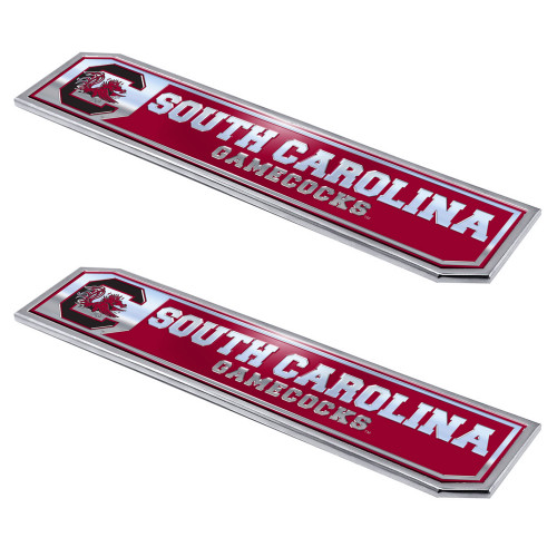 University of South Carolina - South Carolina Gamecocks Embossed Truck Emblem 2-pk Primary Logo & Wordmark Red