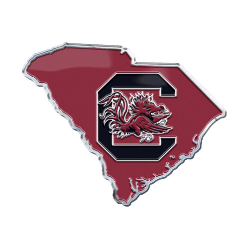 University of South Carolina - South Carolina Gamecocks Embossed State Emblem "C and Gamecock" Primary Logo / Shape of South Carolina Red