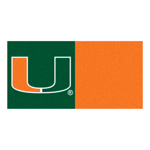 University of Miami - Miami Hurricanes Team Carpet Tiles U Primary Logo Green