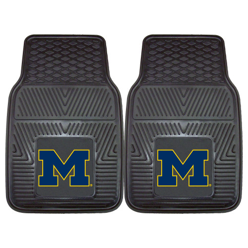 University of Michigan - Michigan Wolverines 2-pc Vinyl Car Mat Set M Primary Logo Black