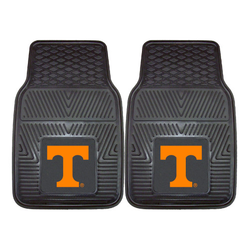 University of Tennessee - Tennessee Volunteers 2-pc Vinyl Car Mat Set Power T Primary Logo Black