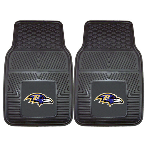 Baltimore Ravens 2-pc Vinyl Car Mat Set Raven Head Primary Logo Black