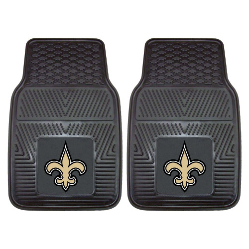 New Orleans Saints 2-pc Vinyl Car Mat Set Fleur-de-lis Primary Logo Black