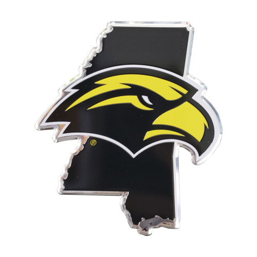 University of Southern Mississippi - Southern Miss Golden Eagles Embossed State Emblem "Eagle" Primary Logo / Shape of Mississippi Yellow & Black