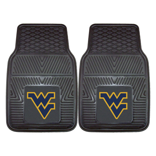 West Virginia University - West Virginia Mountaineers 2-pc Vinyl Car Mat Set Flying WV Primary Logo Black