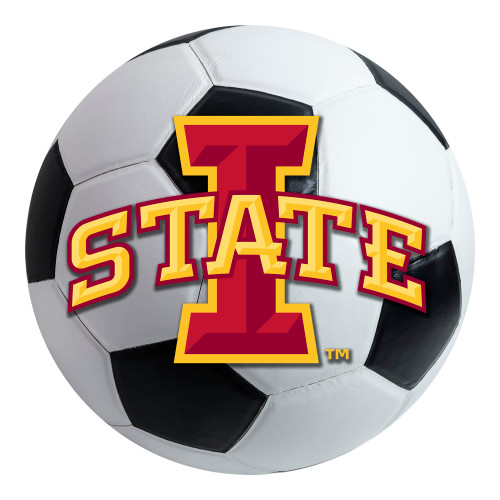 Iowa State University - Iowa State Cyclones Soccer Ball Mat I STATE Primary Logo White