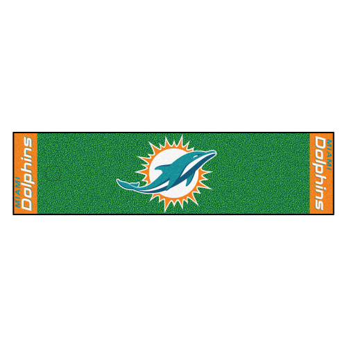 Miami Dolphins Putting Green Mat Dolphin Primary Logo Green