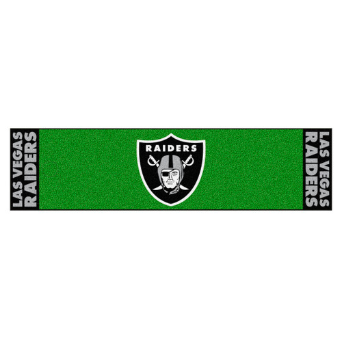 Las Vegas Raiders Putting Green Mat Raiders Primary Logo & Wordmark Green