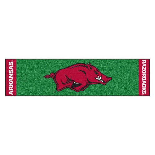 University of Arkansas - Arkansas Razorbacks Putting Green Mat Razorback Primary Logo Green