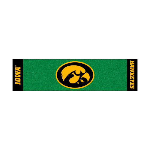 University of Iowa - Iowa Hawkeyes Putting Green Mat Tigerhawk Primary Logo Green