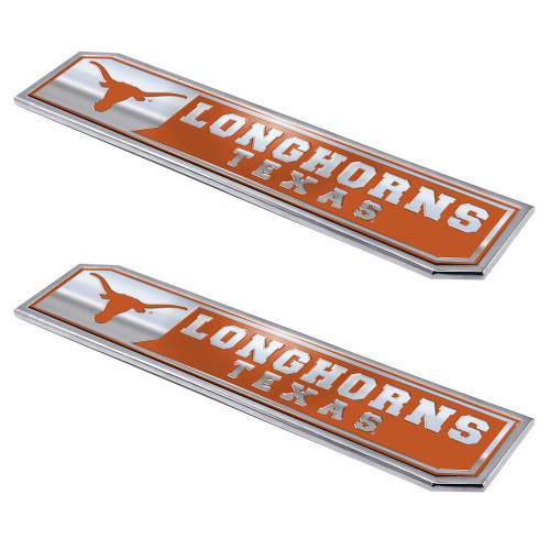 University of Texas - Texas Longhorns Embossed Truck Emblem 2-pk Primary Logo & Wordmark Orange