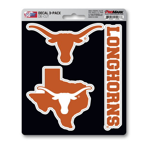 Texas Longhorns Decal 3-pk 3 Various Logos / Wordmark