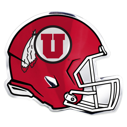 University of Utah - Utah Utes Embossed Helmet Emblem Circle & Feather Logo Red