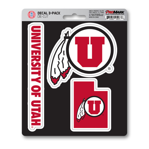Utah Utes Decal 3-pk 3 Various Logos / Wordmark