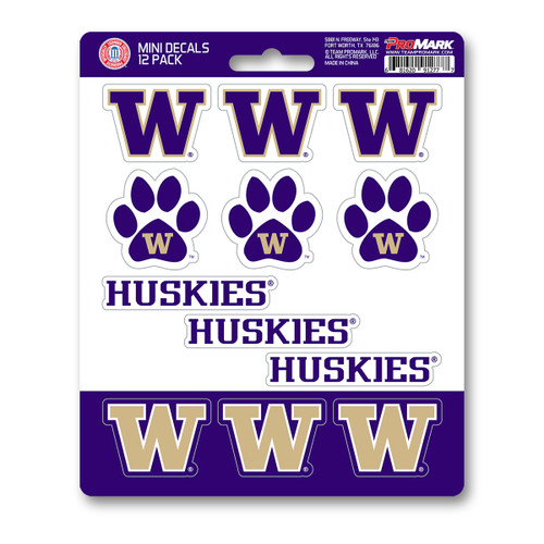 Washington Huskies Mini Decal 12-pk 12 Various Logos / Wordmark