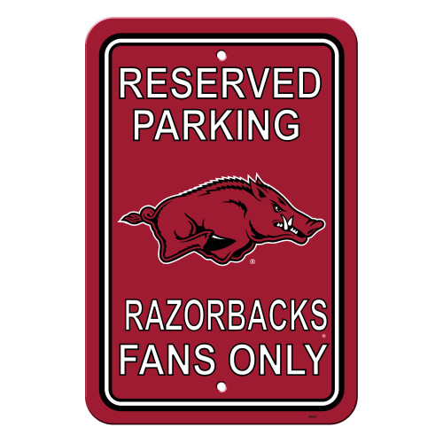 Arkansas Razorbacks 12 in. x 18 in. Plastic Reserved Parking Sign