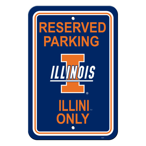 Illinois Fighting Illini 12 in. x 18 in. Plastic Reserved Parking Sign